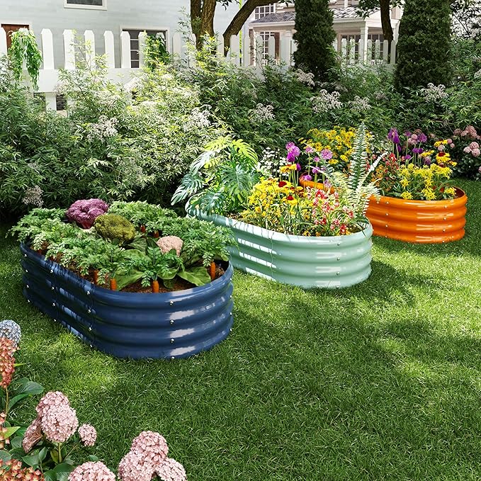 Raised Garden Beds Outdoor Galvanized Planter Raised Garden Bed 4x2x1ft Flower - Image 7