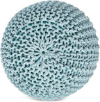 BIRDROCK HOME Round Pouf Ottoman | Cotton Braided Round Foot Stool | Bedroom - Image 3