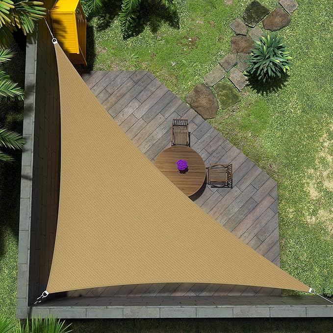 Amgo Custom Size 12' x 14' x 18.4' Sand Beige Right Triangle Sun Shade Sail by Amgo