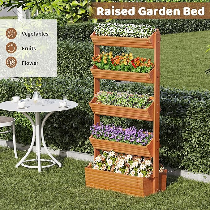 FILWH Wooden Raised Garden Bed Vertical Planter Box, Freestanding Plant Stand - Image 3