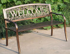 Leigh Country Metal Outdoor Bench, Welcome Design, Decorative Patio Seating - Image 2