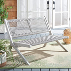 SAFAVIEH Outdoor Collection Kobina Grey Acacia Wood/Grey Rope Foldable Bench - Image 2