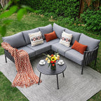 Outdoor Patio Furniture, 6 Pieces Outdoor Sectional L-Shaped Sofa Patio - Image 8