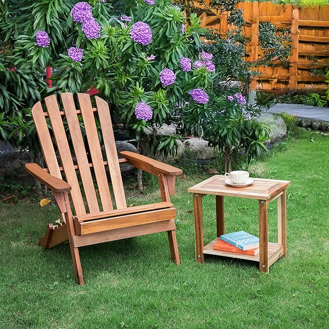 Double Adirondack Side Table, Weather-Resistant Rectangular End Table - Image 5