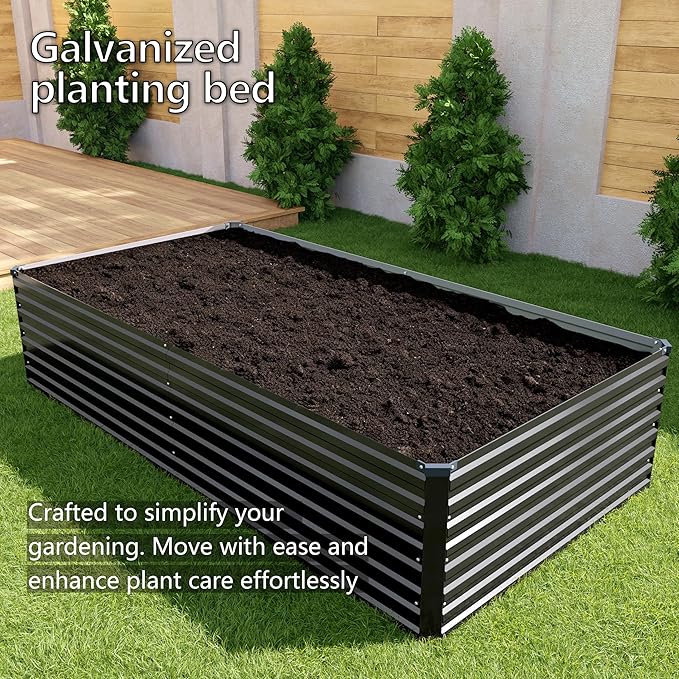 8x4x2FT Galvanized Raised Garden Bed Kit, Vegetable Plant Boxes-Rectangle Metal - Image 6