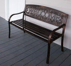 Leigh Country Metal Outdoor Bench, Welcome Design, Decorative Patio Seating - Image 5