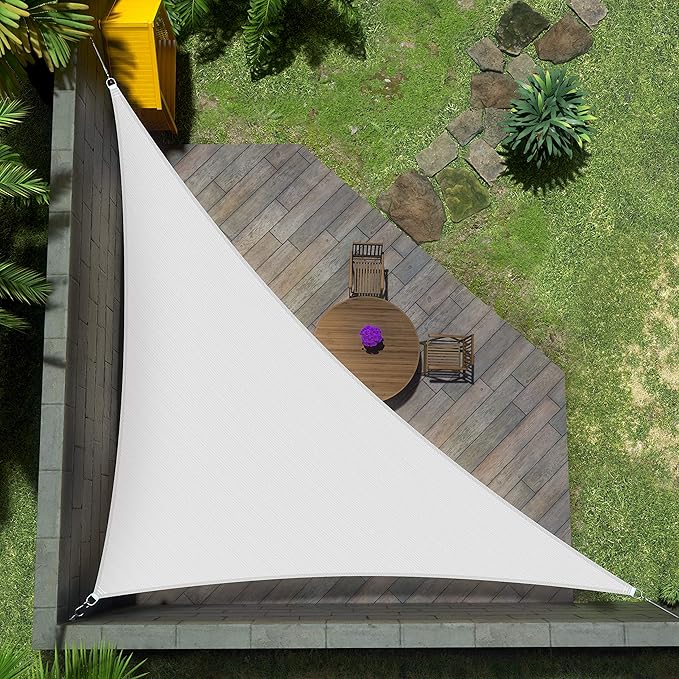Amgo Custom Size 13' x 14' x 19.1' White Right Triangle Sun Shade Sail Order to by Amgo