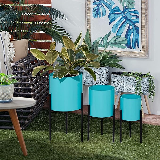 Deco 79 Metal Indoor Outdoor Planter Minimalistic Large Planter Pot - Image 2