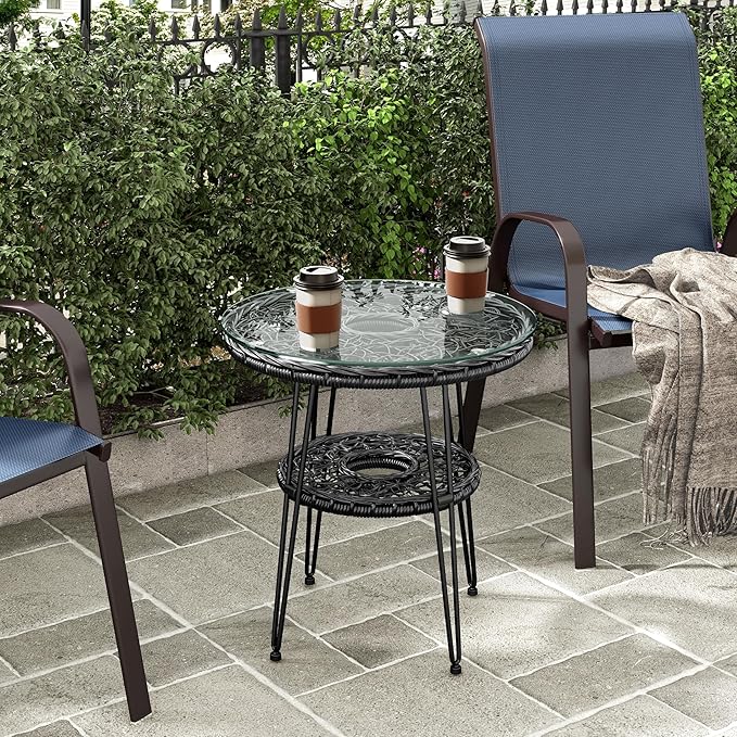 Furniture of America Ysar Boho 19-inch Round Coffee Table Outdoor - Image 2