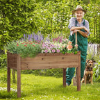Yaheetech 1pc Raised Garden Bed 48x24x30in Elevated Wooden Horticulture Planter - Image 2