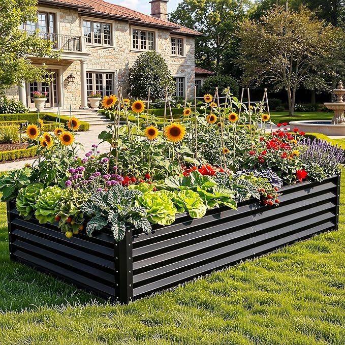 YITAHOME 8x4x1.5ft 2pcs Large Raised Garden Bed Kit, Galvanized Metal Planter - Image 2