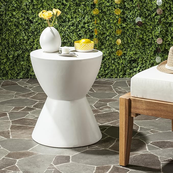 Safavieh Outdoor Collection Athena Modern Concrete Dark Grey Round 17.7-inch - Image 2