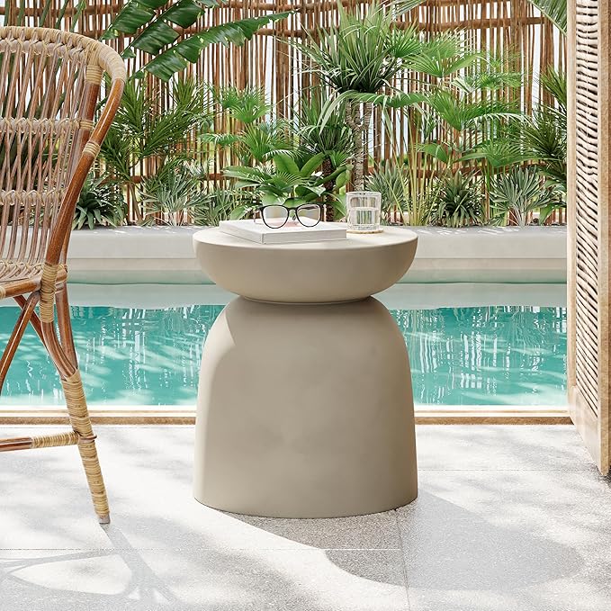 Christopher Knight Home Stela Patio Lightweight Concrete Drum Side Table by ChristopherKnightHome