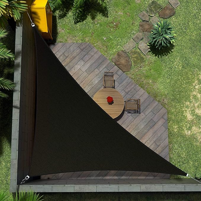 Amgo Custom Size 10' x 19' x 21.5' Black Right Triangle Sun Shade Sail UPF50+ by Amgo
