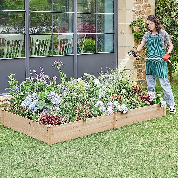 Yaheetech 8×4ft Wooden Horticulture Raised Garden Bed Divisible Elevated - Image 8